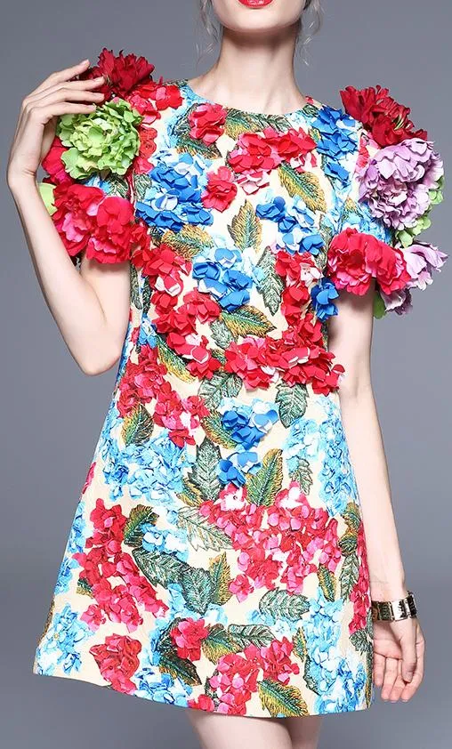 3D Floral Applique Dress