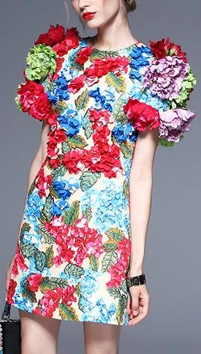 3D Floral Applique Dress