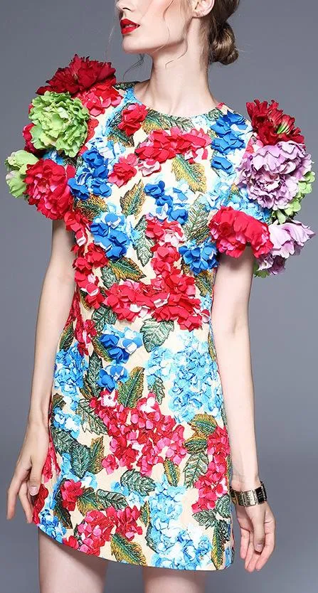 3D Floral Applique Dress