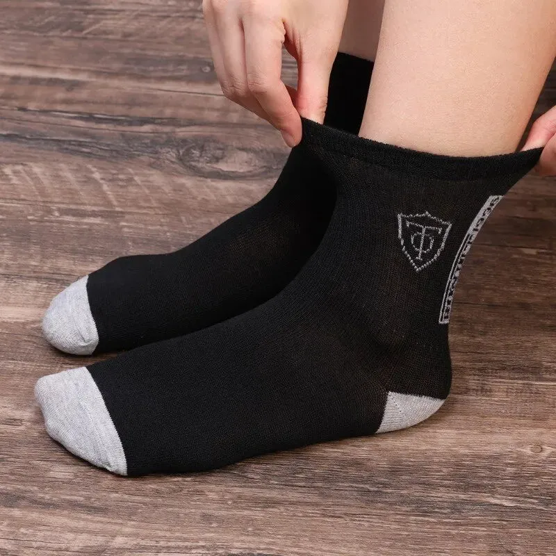 5 Pairs Mens Breathable Cotton Sports Socks Bamboo Fiber Sweat Absorption Deodorant Autumn Winter Business Sox