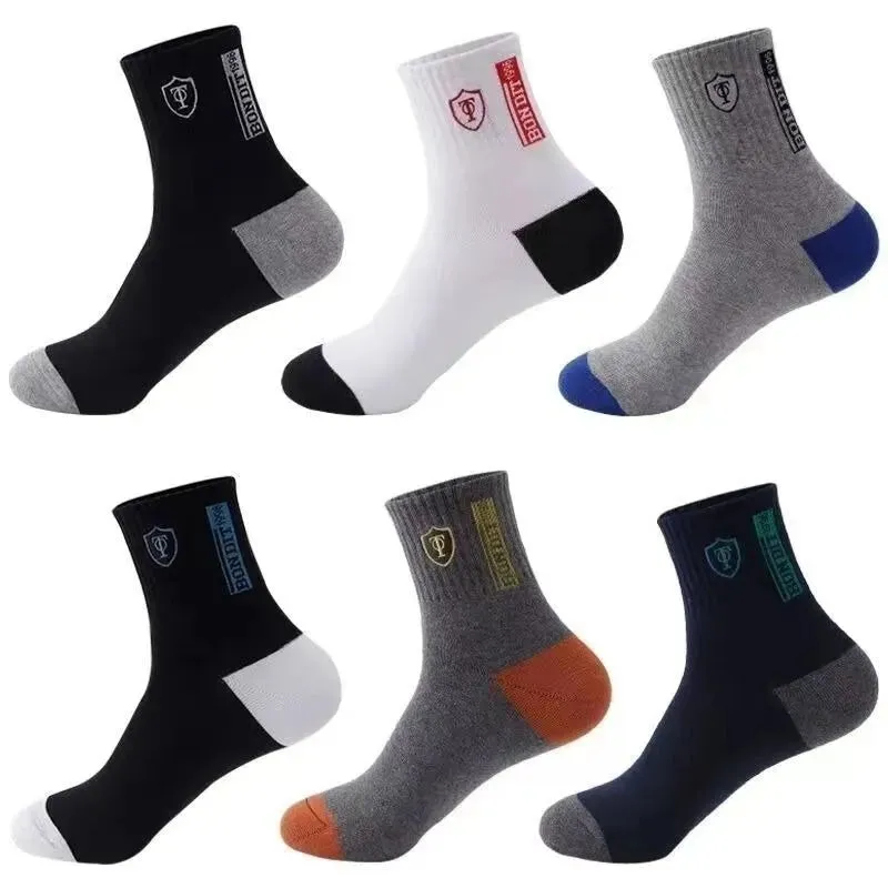 5 Pairs Mens Breathable Cotton Sports Socks Bamboo Fiber Sweat Absorption Deodorant Autumn Winter Business Sox
