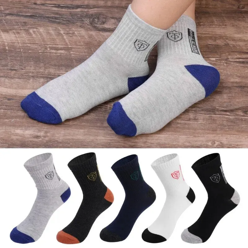 5 Pairs Mens Breathable Cotton Sports Socks Bamboo Fiber Sweat Absorption Deodorant Autumn Winter Business Sox