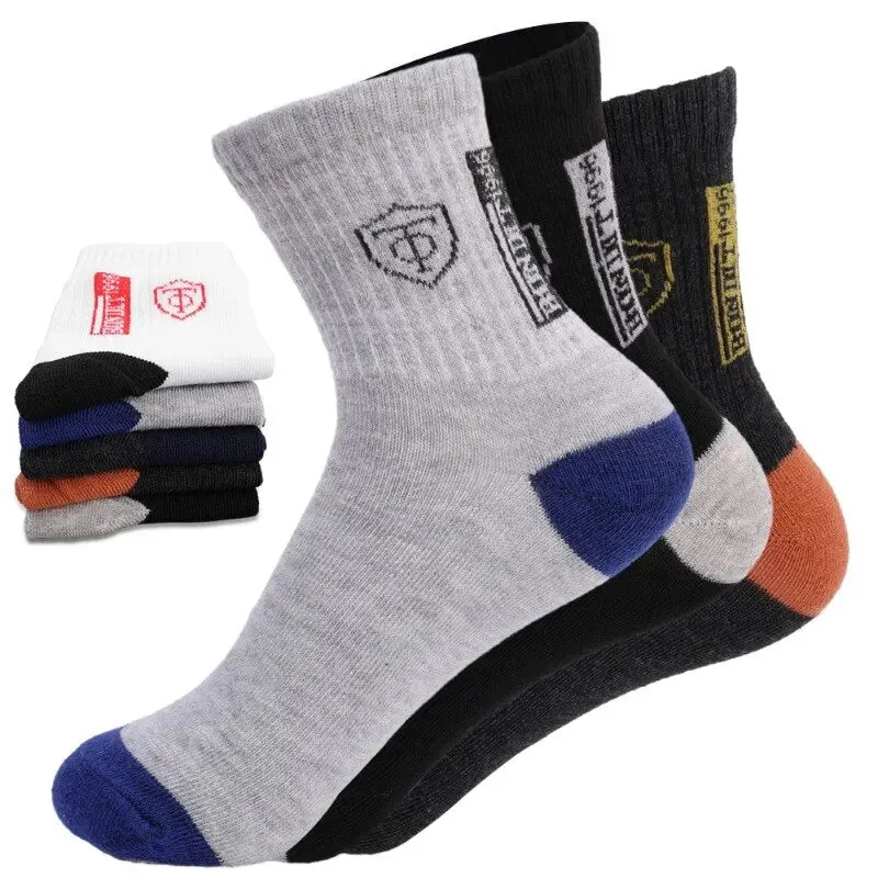 5 Pairs Mens Breathable Cotton Sports Socks Bamboo Fiber Sweat Absorption Deodorant Autumn Winter Business Sox