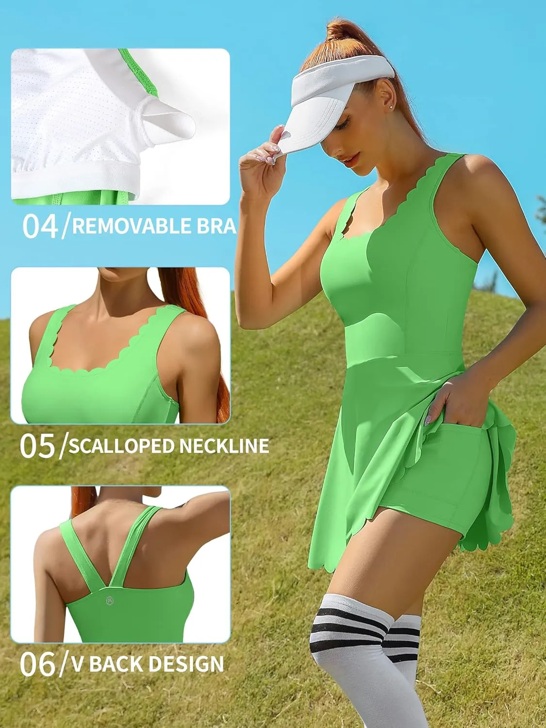 ATTRACO Women Tennis Dress with Shorts Workout Golf Skirts with Pockets Athletic Dresses