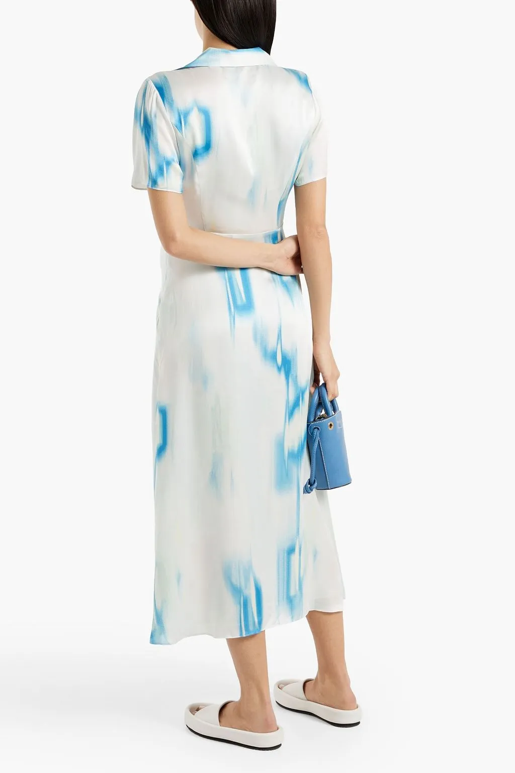 Balisa Tie Dye Washed Silk Midi Shirt Dress EQUIPMENT, Blue