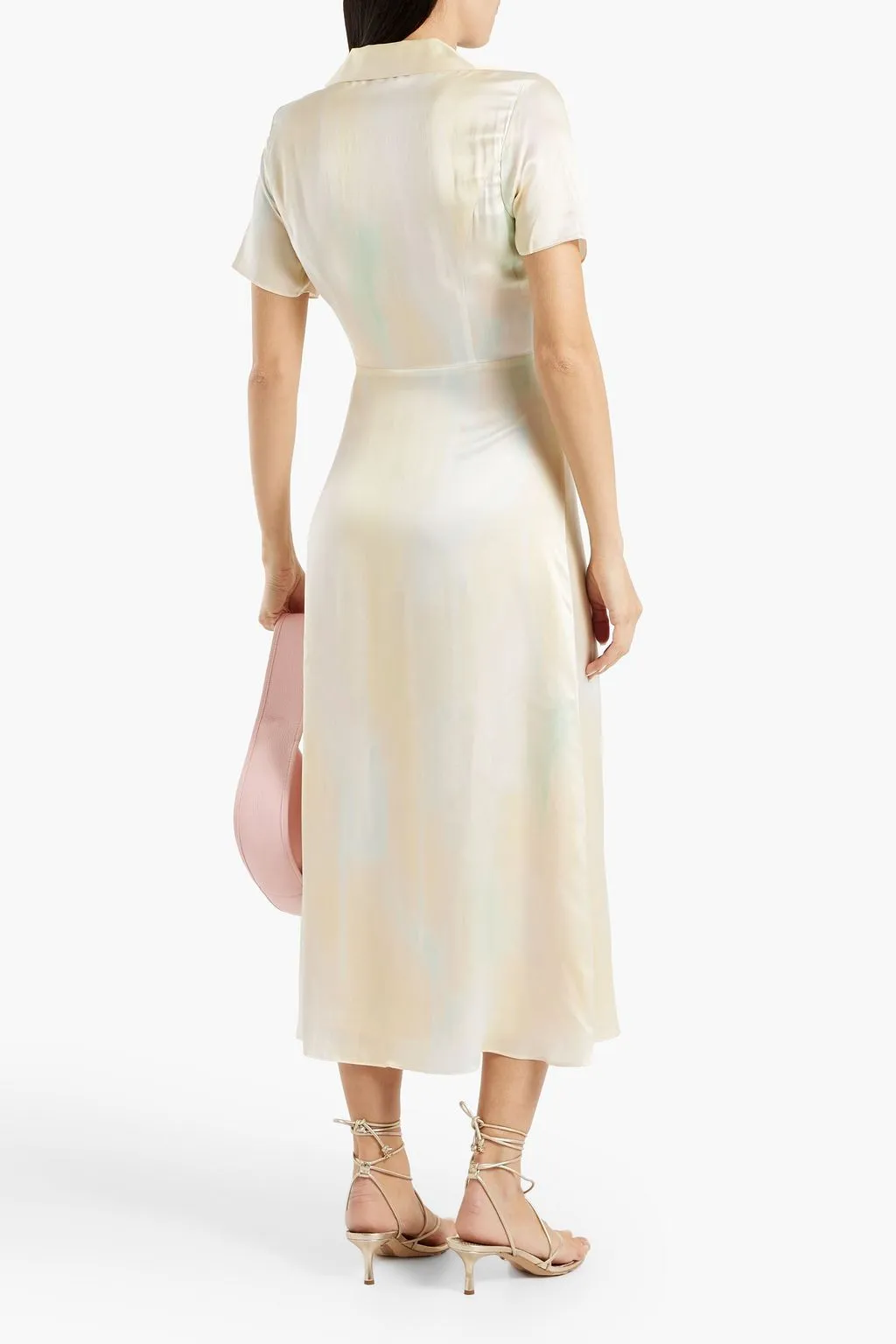 Balisa Washed Silk Tie Dye Midi Shirt Dress EQUIPMENT Yellow
