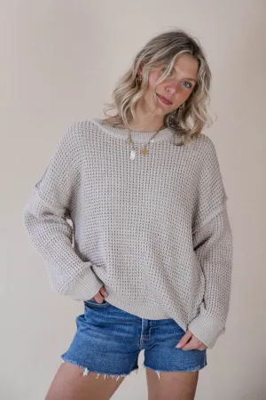 Beige Waffle Knit Sweater