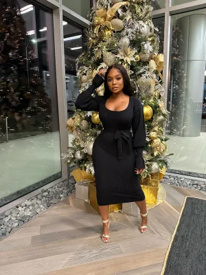 Black Bell Sleeve sweater dress