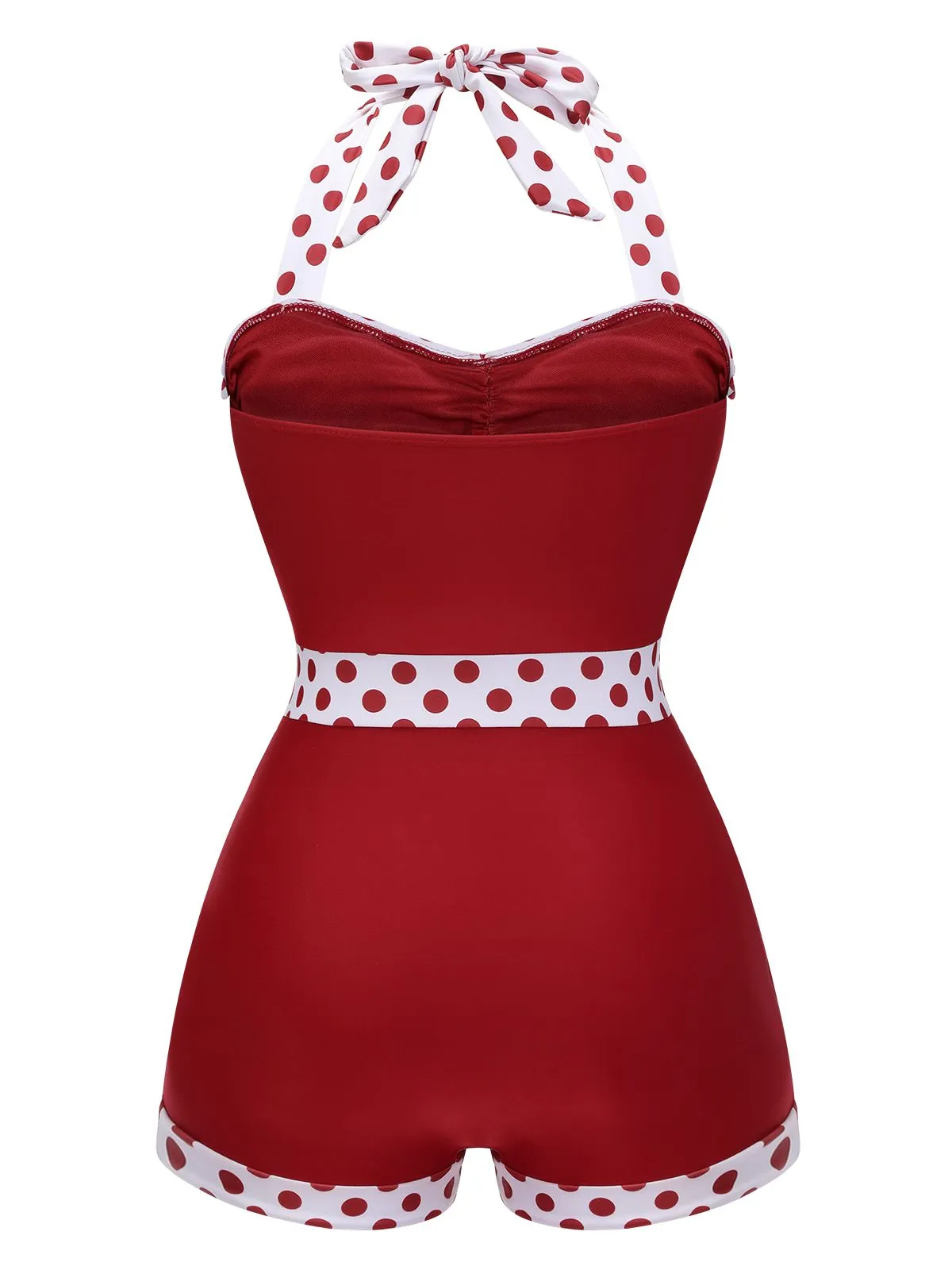 Blue 1940s Halter Patchwork One-piece Swimsuit