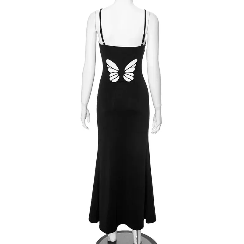 Butterfly Cut Out Charming Back Design Midi Dress
