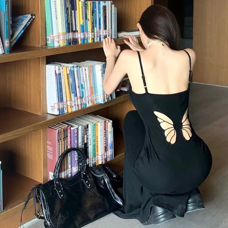 Butterfly Cut Out Charming Back Design Midi Dress