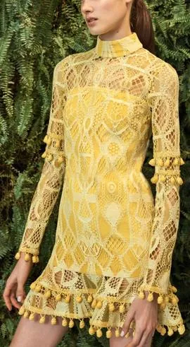 'Callisto' Lace Dress, Yellow