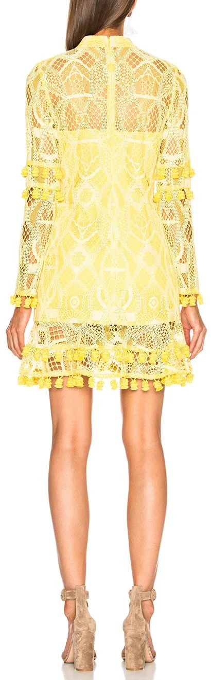 'Callisto' Lace Dress, Yellow