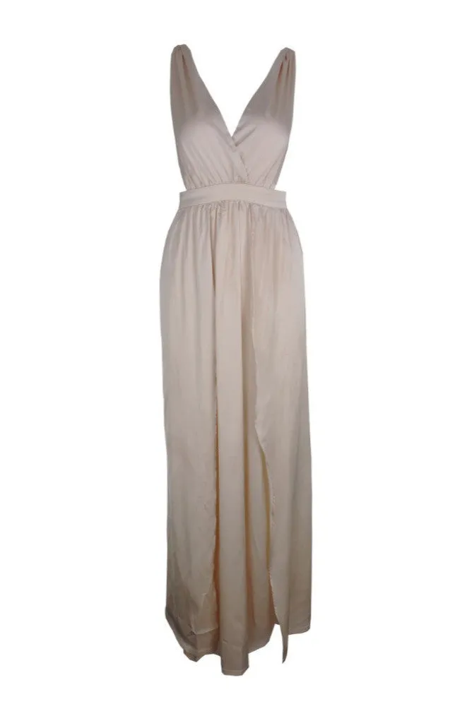 Deep V-neck Sleeveless Split Backless Sexy Long Dress