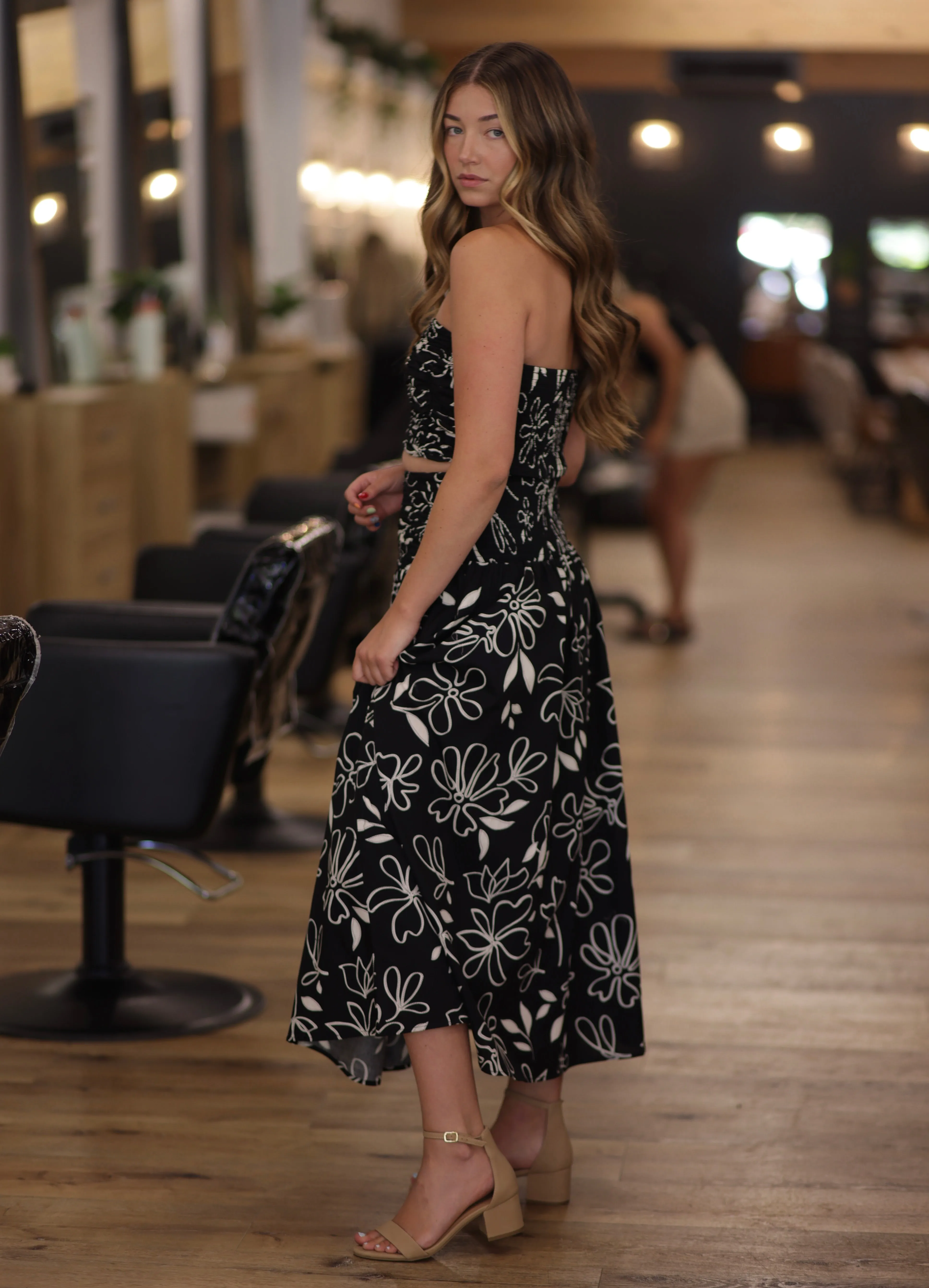 Diana Smocked Waist Midi Skirt