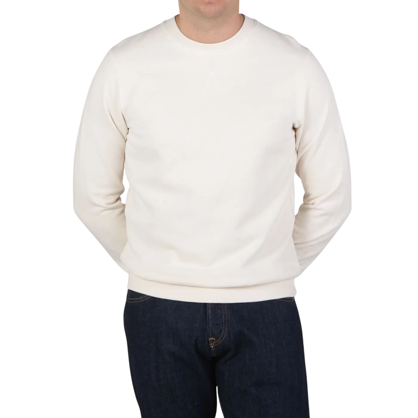Ecru White Cotton Loopback Sweatshirt