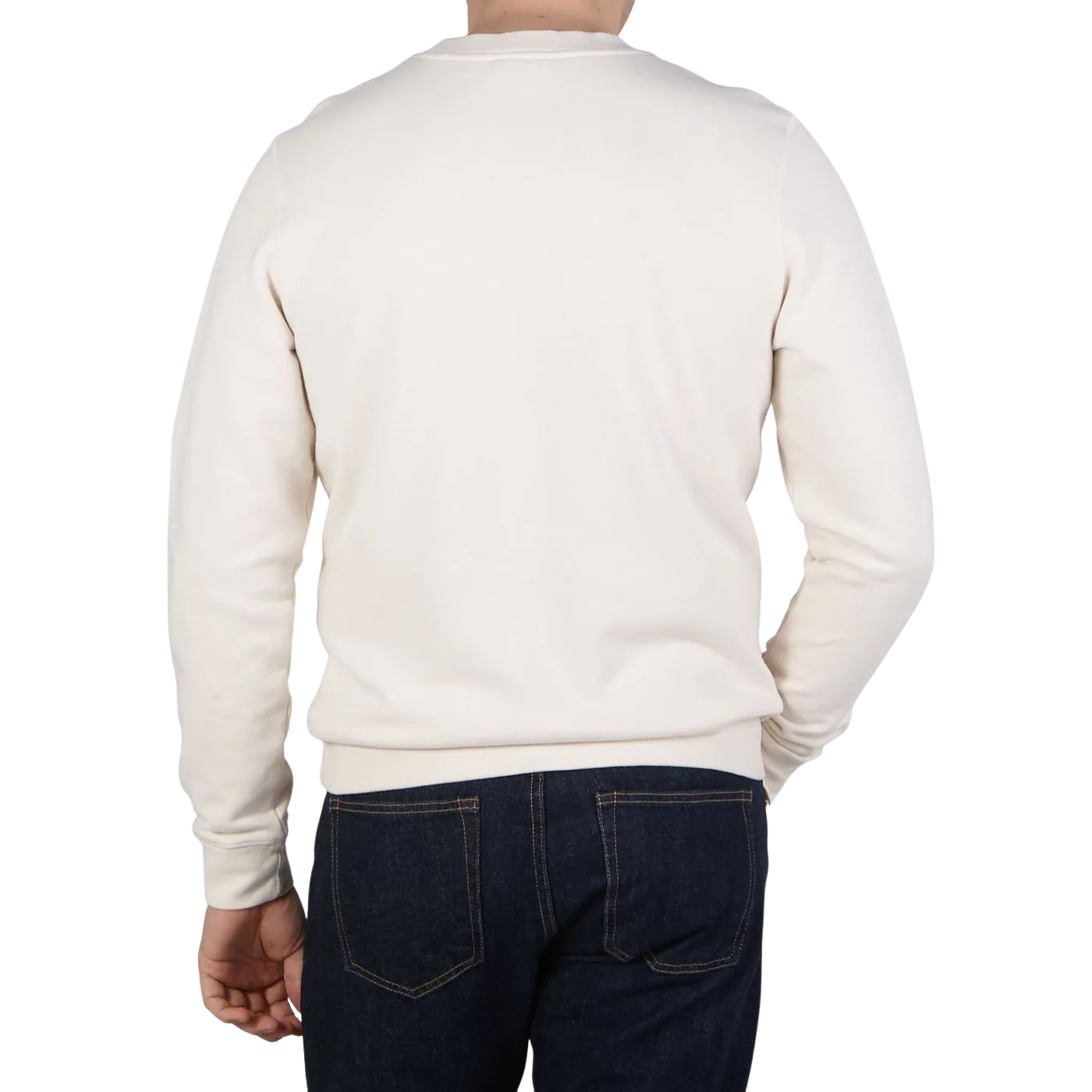 Ecru White Cotton Loopback Sweatshirt