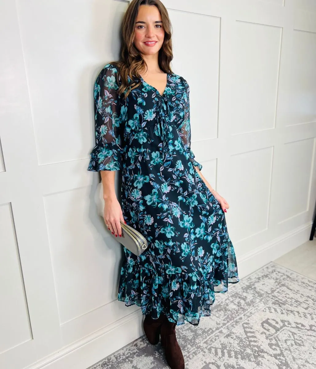 Floral Print Tiered Tea Dress