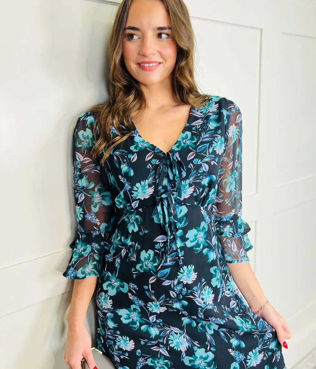 Floral Print Tiered Tea Dress