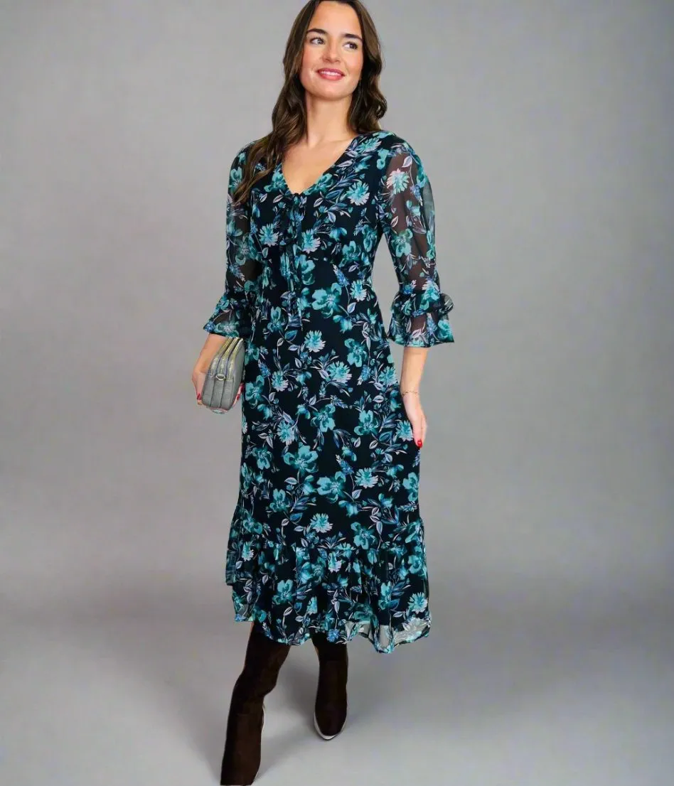 Floral Print Tiered Tea Dress