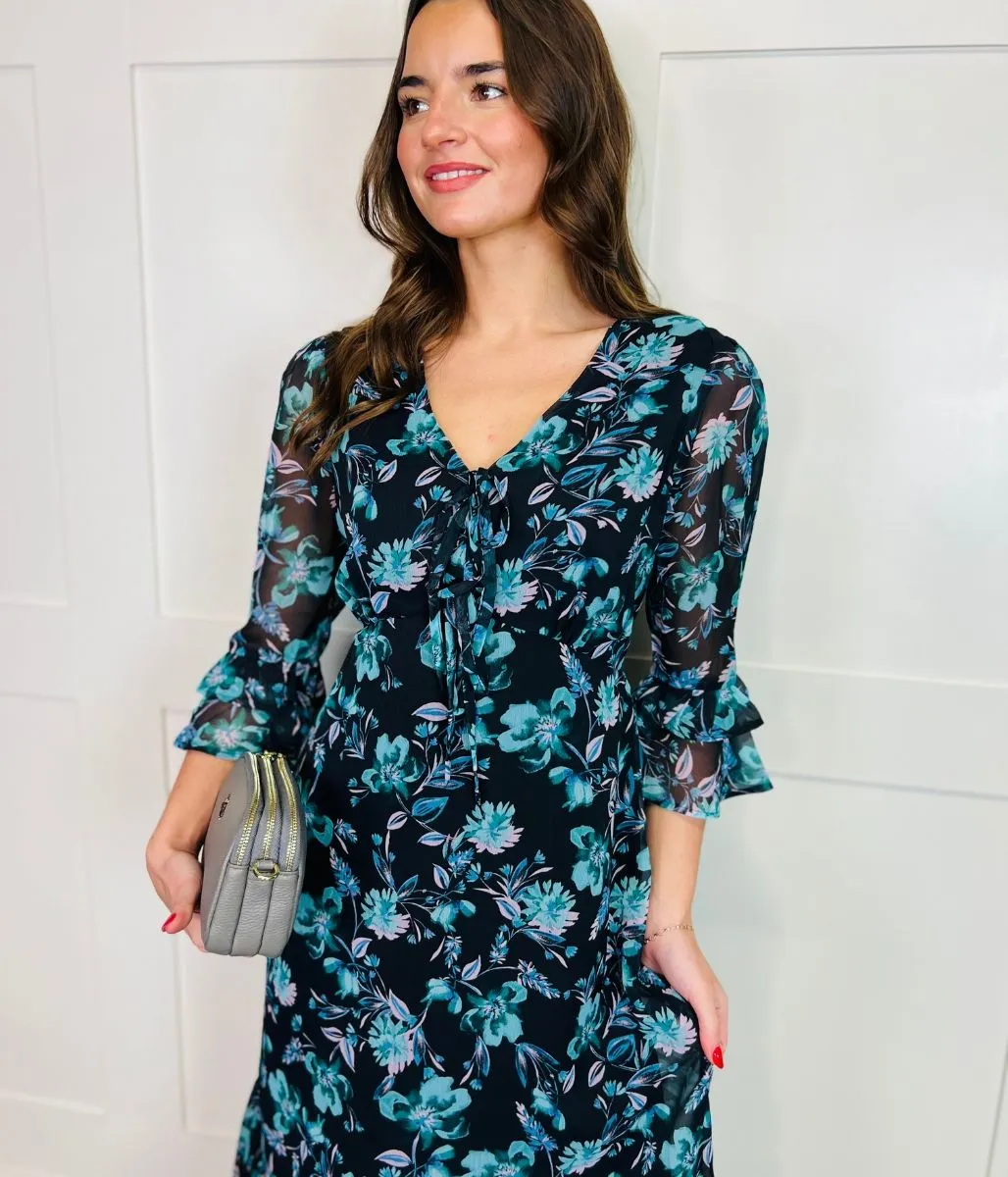 Floral Print Tiered Tea Dress