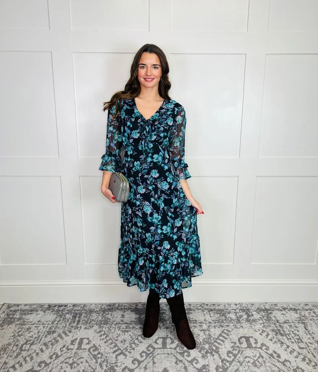 Floral Print Tiered Tea Dress