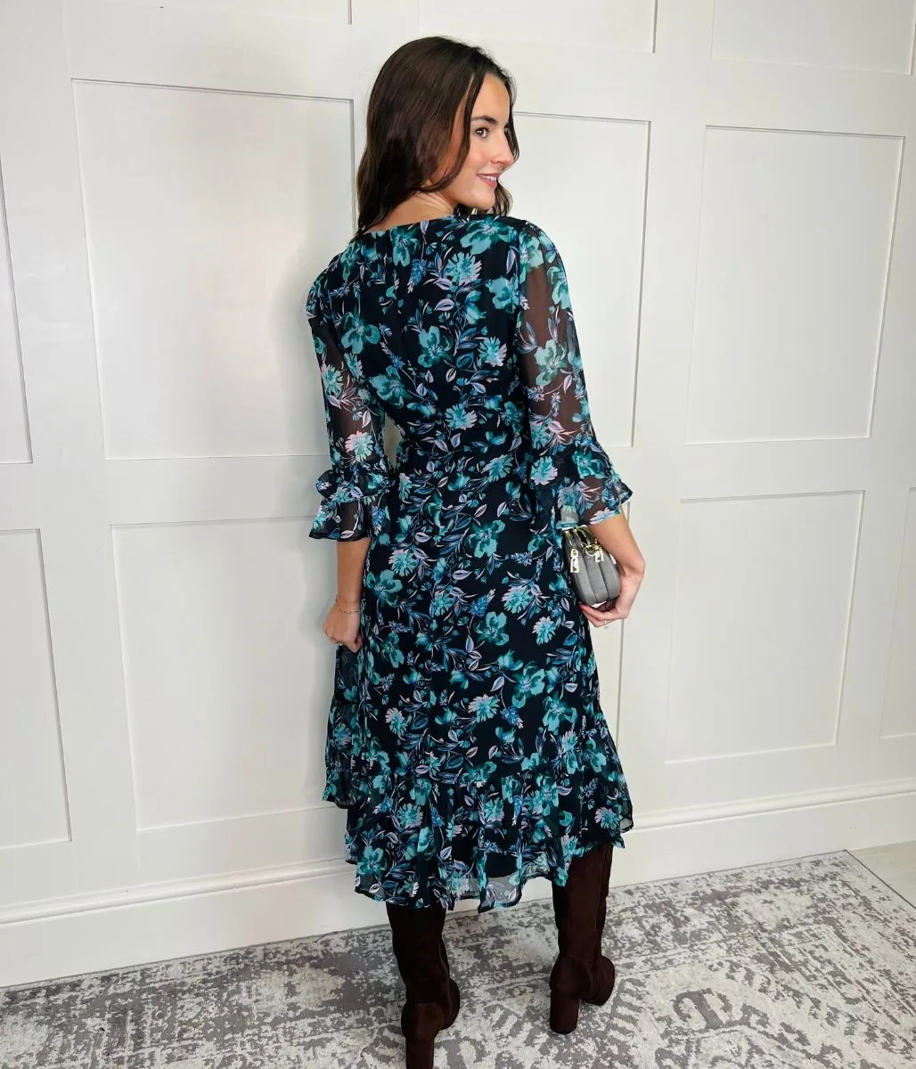 Floral Print Tiered Tea Dress