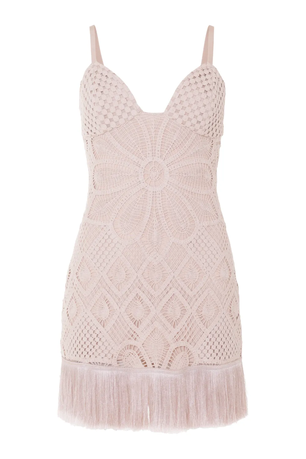 FLOWER CROCHET EMBROIDERED MINI DRESS