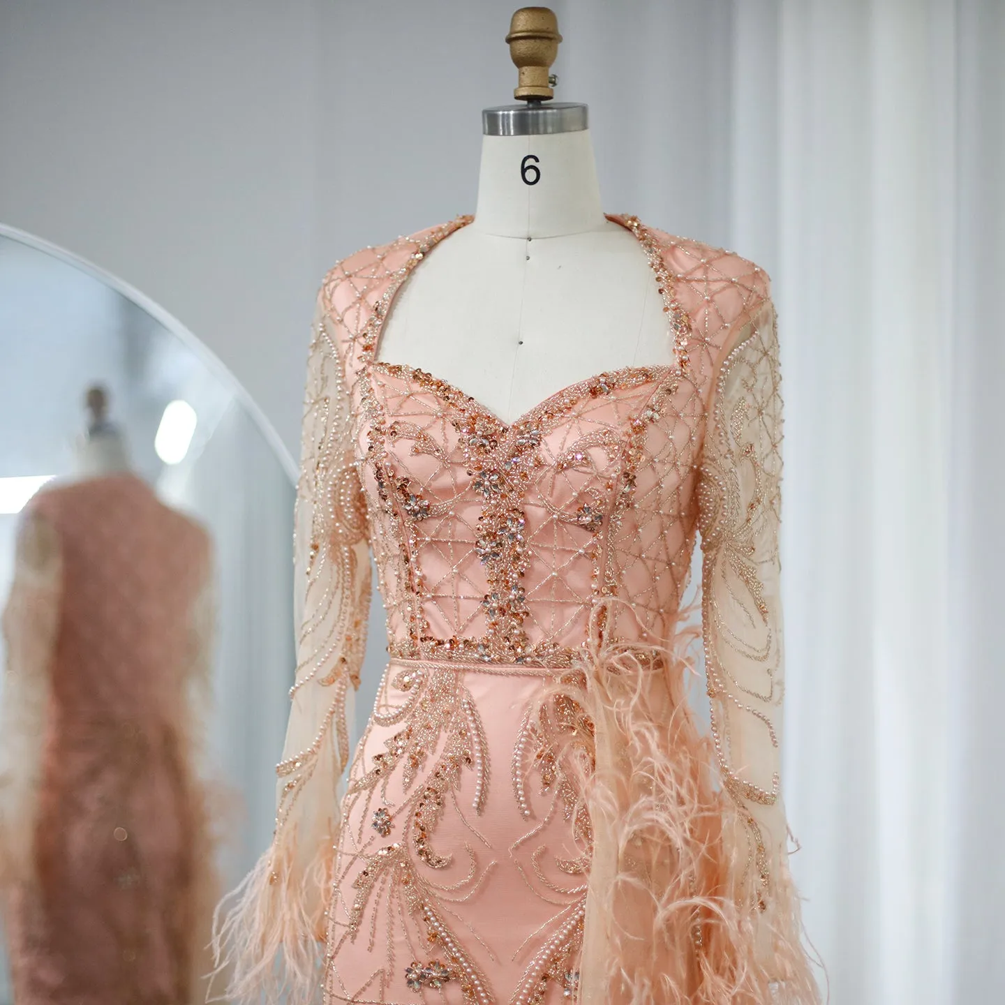 For Sale Lilac Short Evening Dresses with Feathers OverSkirt SS355