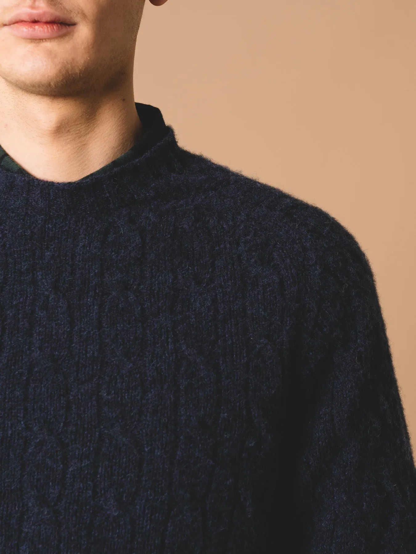 Galloway Cable Knit in Airforce Lambswool