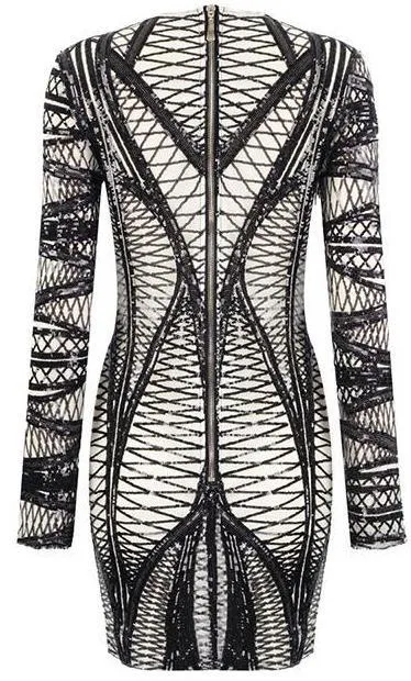 Geometric Sequin-Embellished Mini Dress