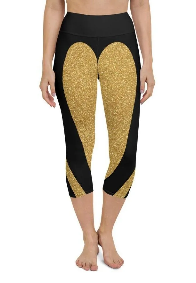 Gold Heart Shaped Yoga Capris