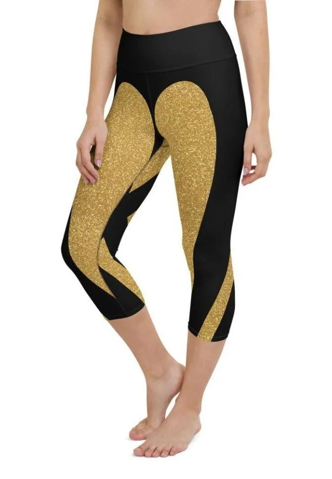 Gold Heart Shaped Yoga Capris