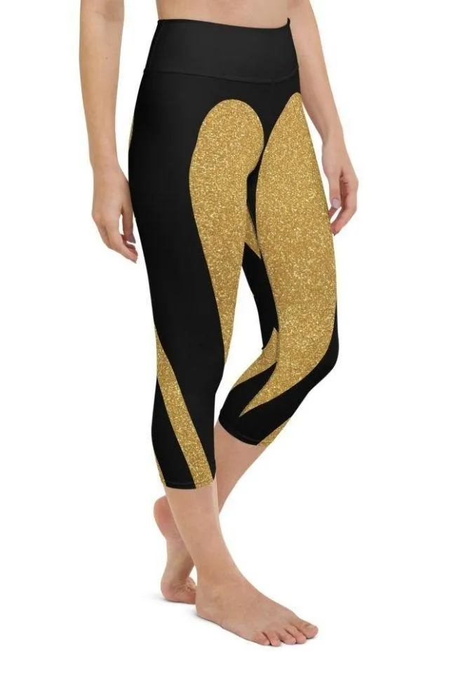 Gold Heart Shaped Yoga Capris