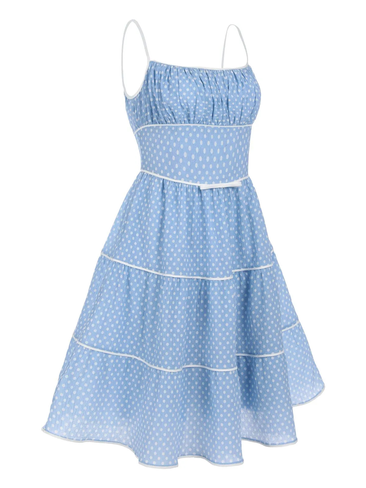 Green 1950s Strap Polka Dot Swing Dress