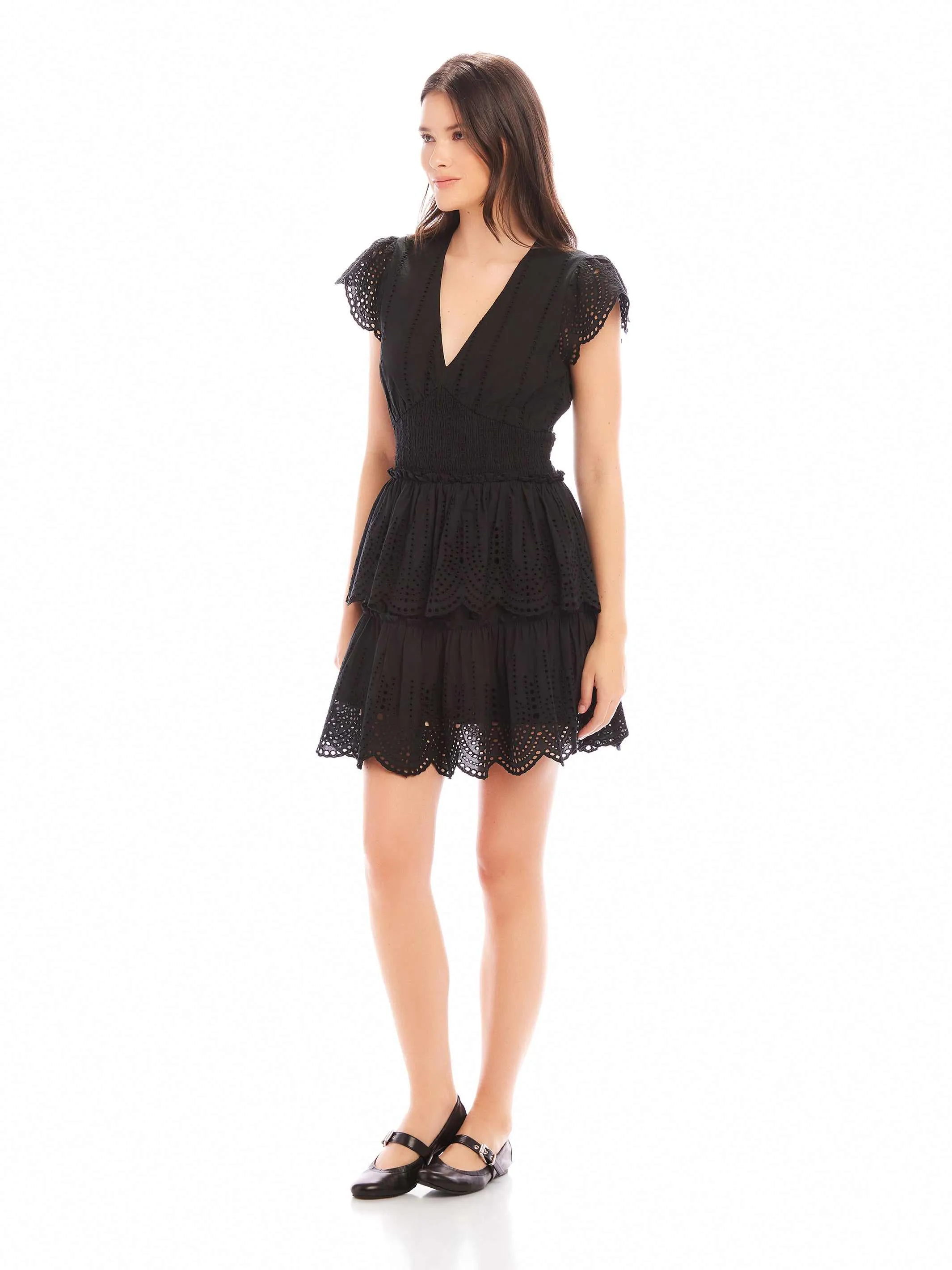 Isla Embroidered Tiered Dress