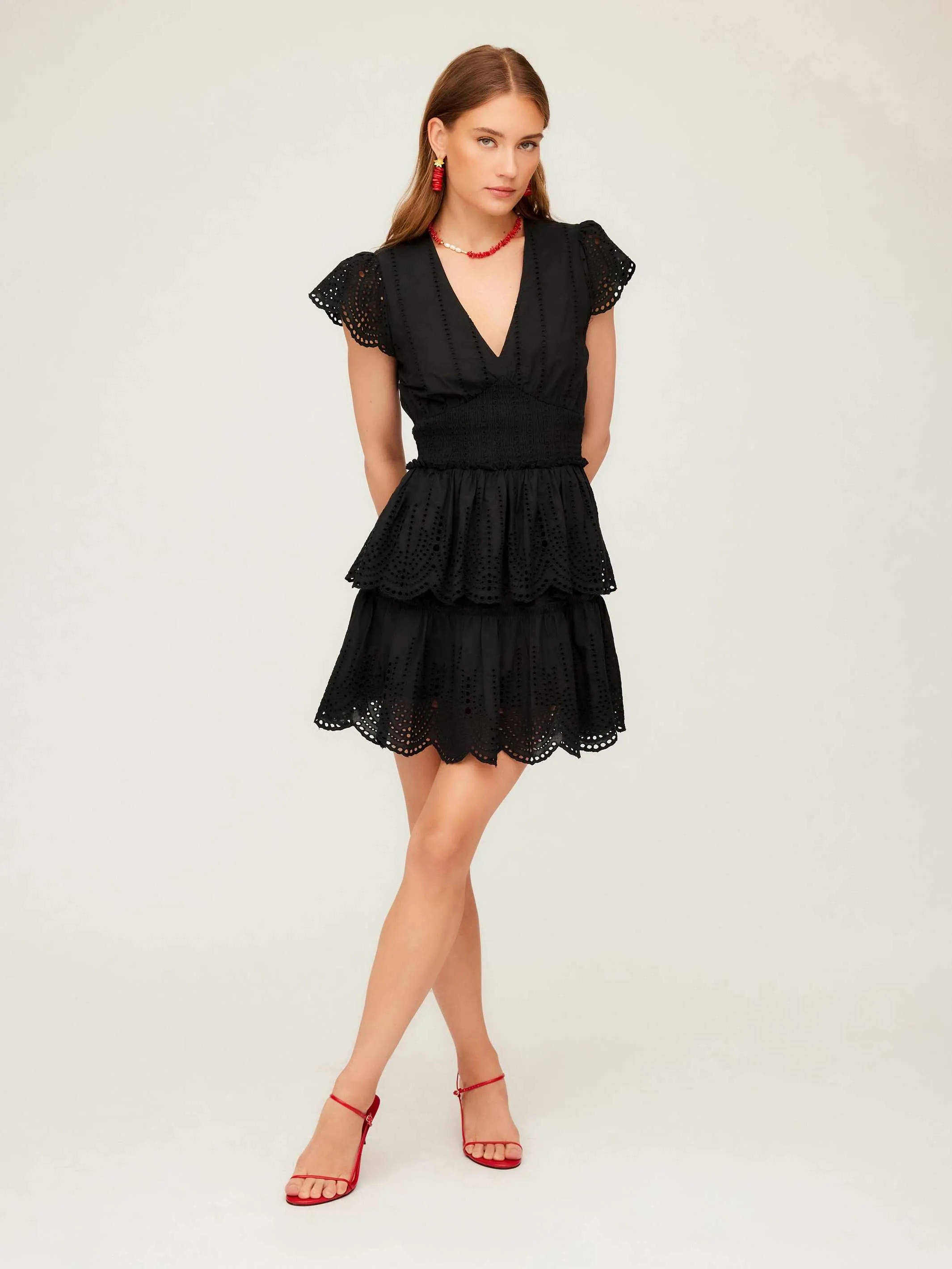 Isla Embroidered Tiered Dress