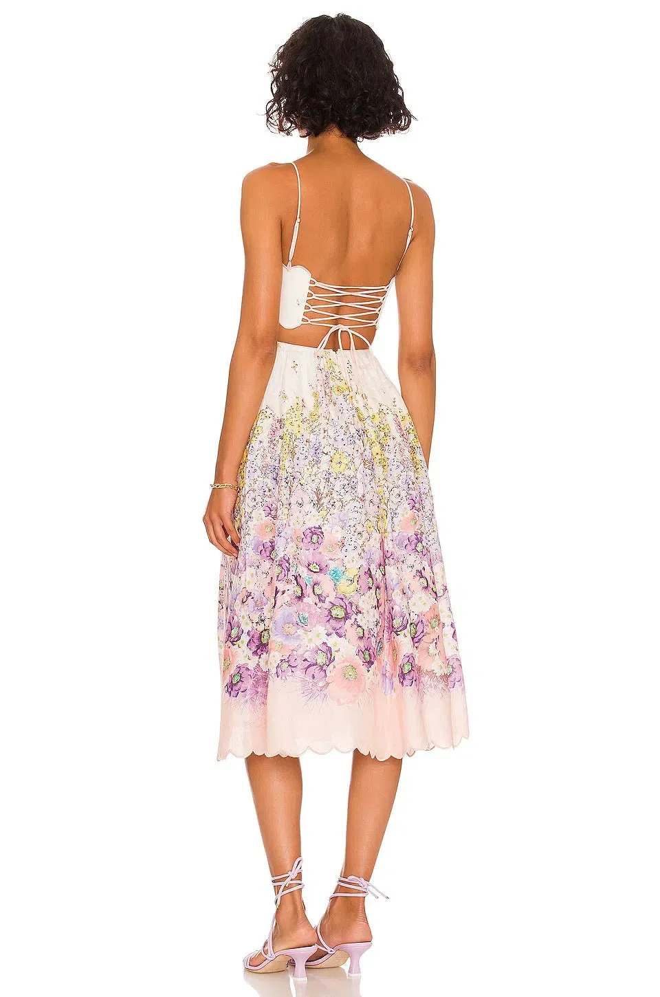 Jude Scallop Midi Charming Dress Peach Gradient Floral