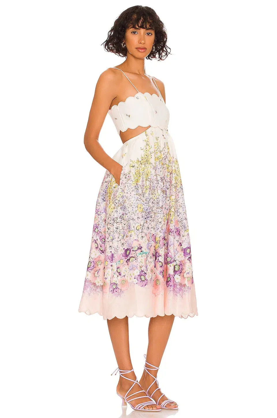 Jude Scallop Midi Charming Dress Peach Gradient Floral