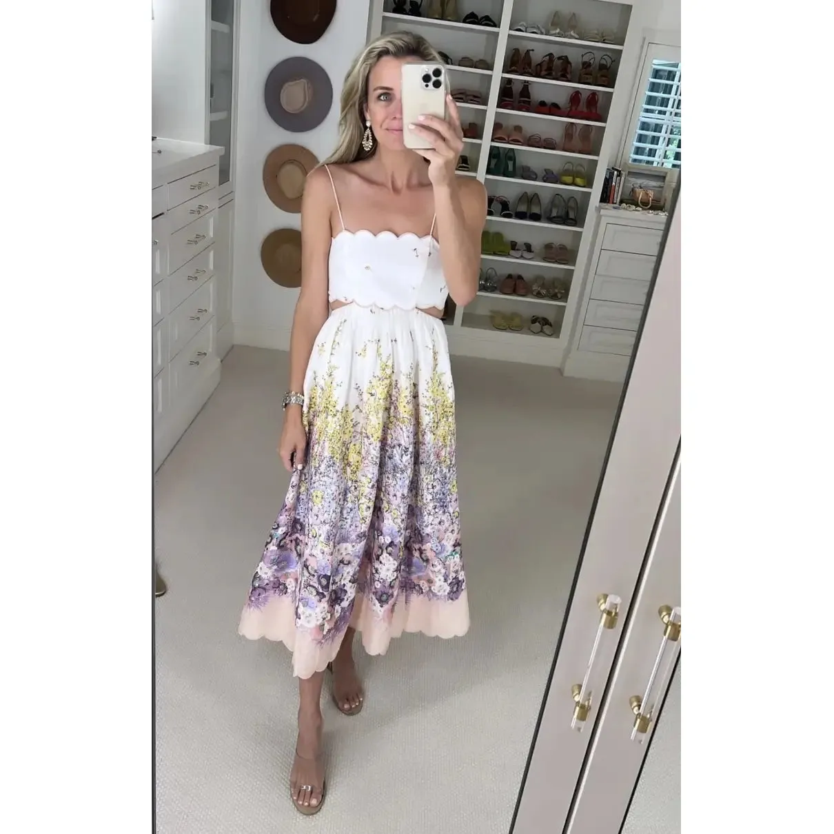 Jude Scallop Midi Charming Dress Peach Gradient Floral