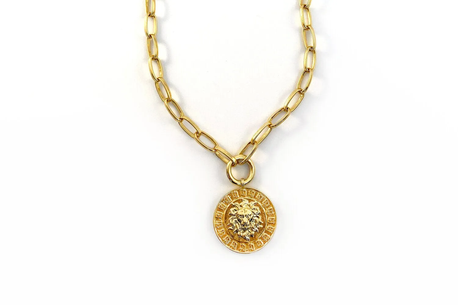Lion Medallion Necklace (18-19") w/extender
