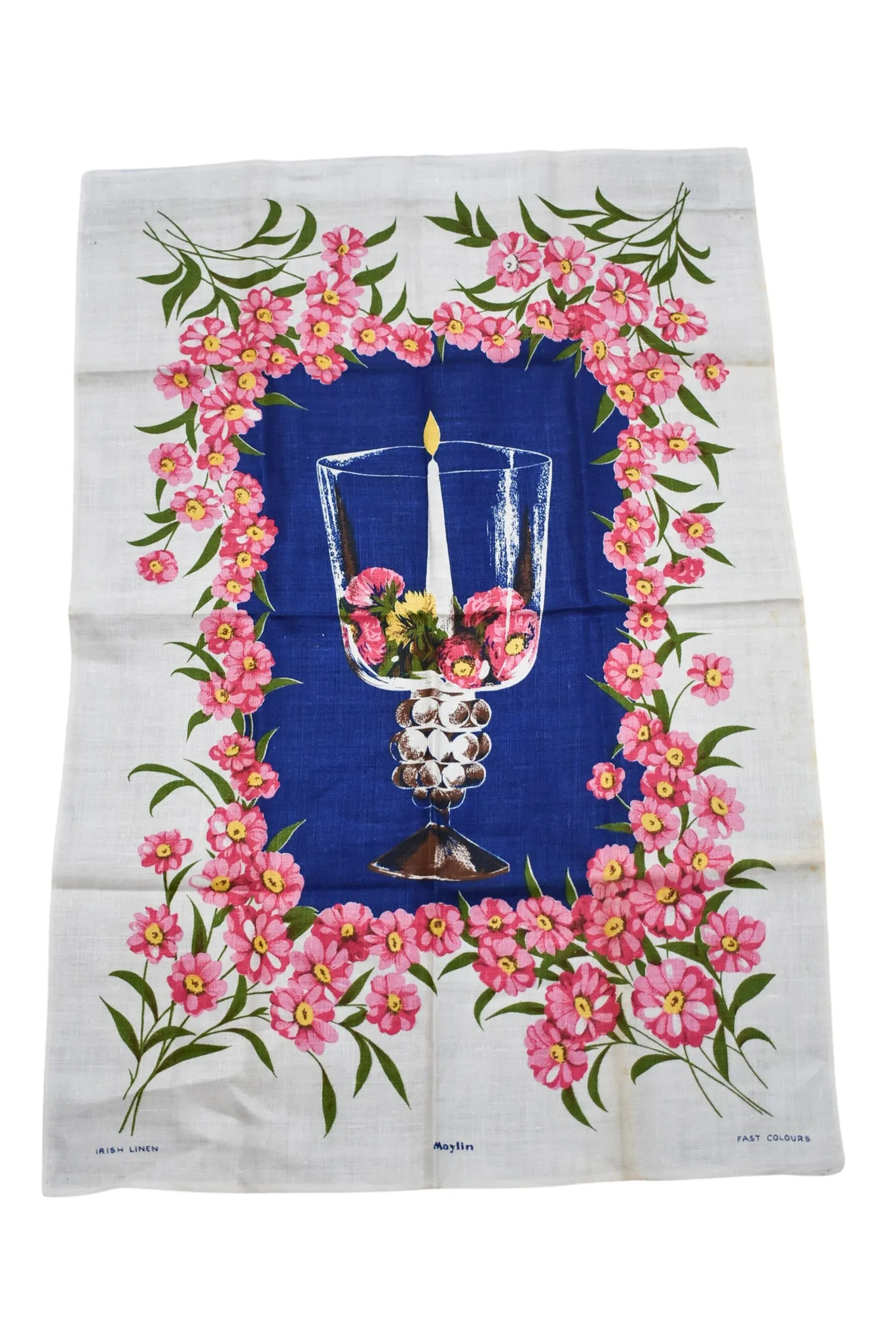 Maylin Irish linen floral centrepiece tea towel