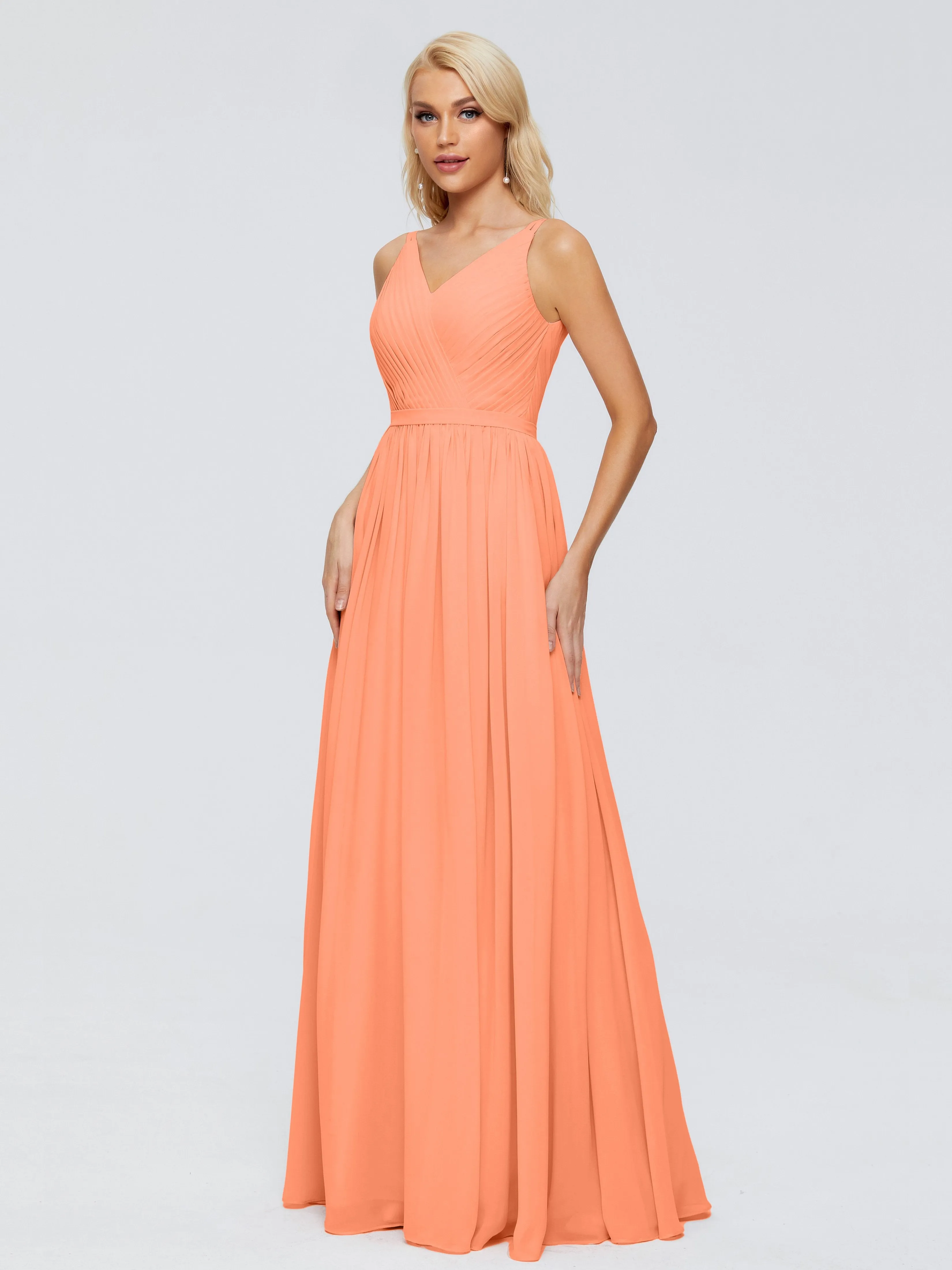 Morgan V Neck Charming Chiffon Bridesmaid Dresses