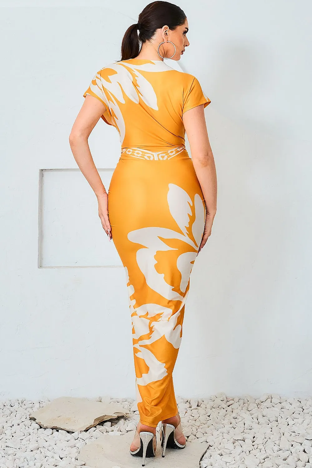 Mustard Yellow V-neck midi dress