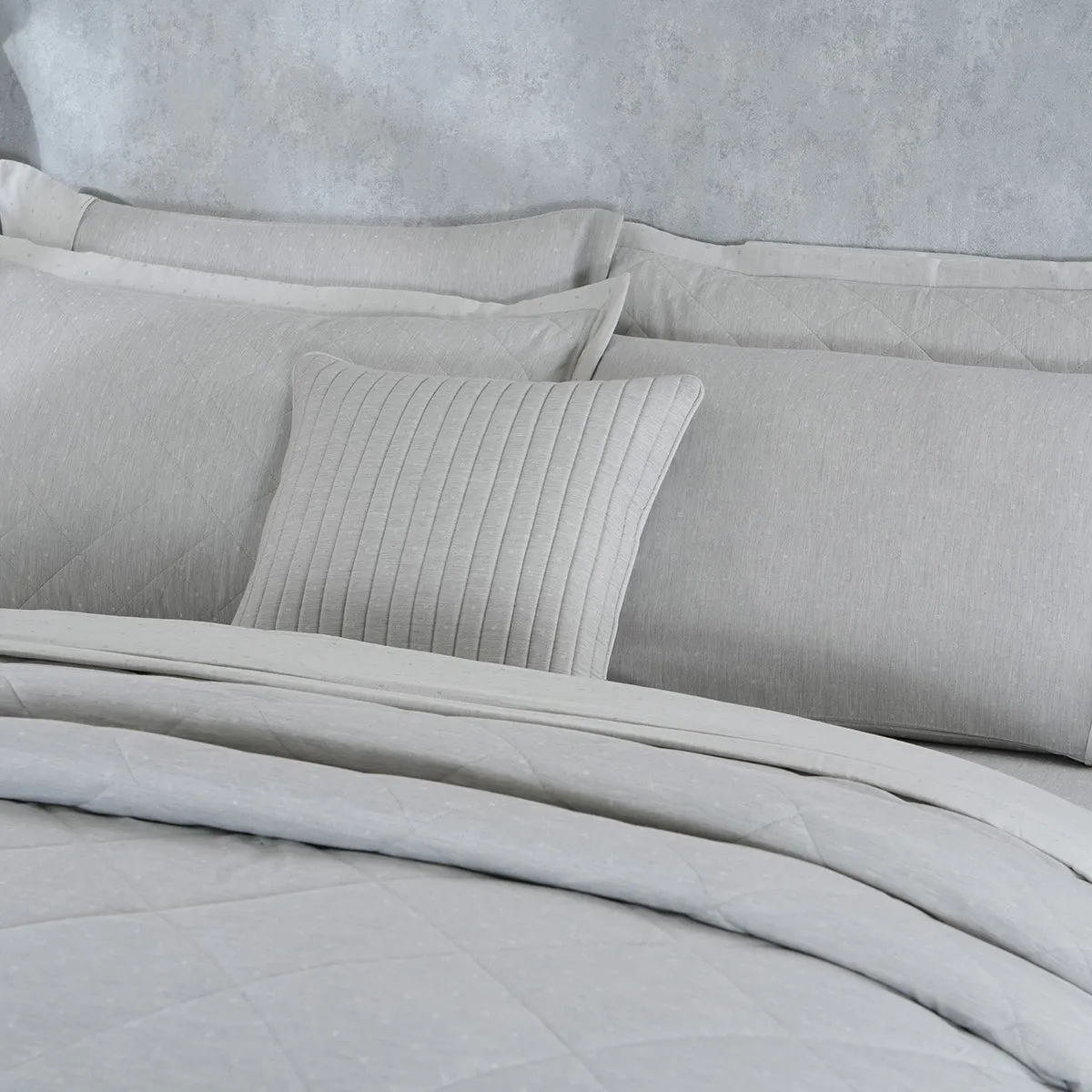 Muted Dot 100% Natural Cotton Filling Grey 8PC Quilt/Quilted Bed Cover Set