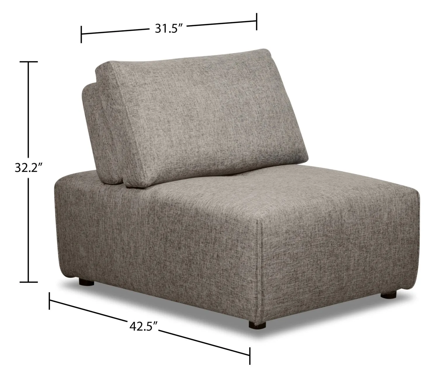 Orenda Linen-Look Fabric Modular Chair - Grey