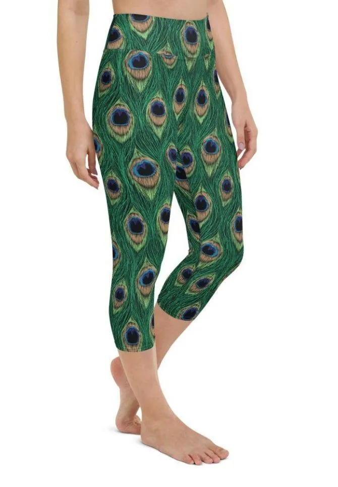 Peacock Print Yoga Capris