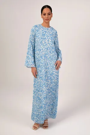 Pleated Printed Shift Maxi Dress