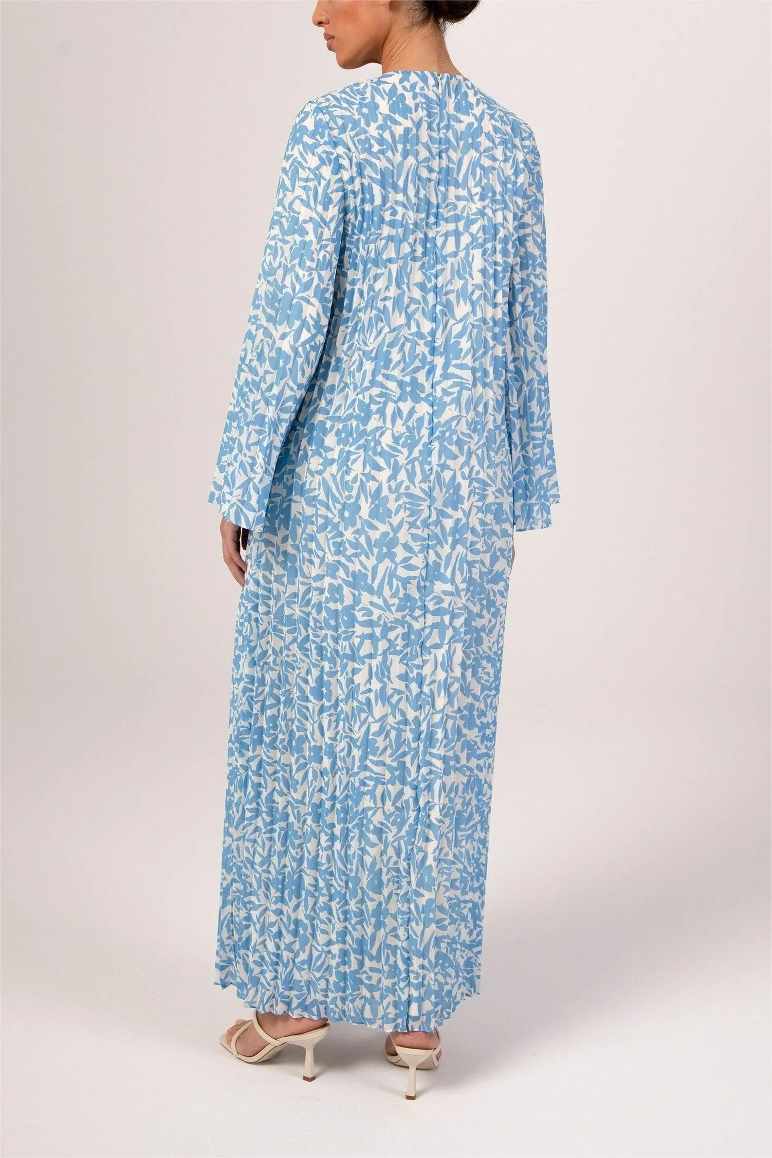 Pleated Printed Shift Maxi Dress