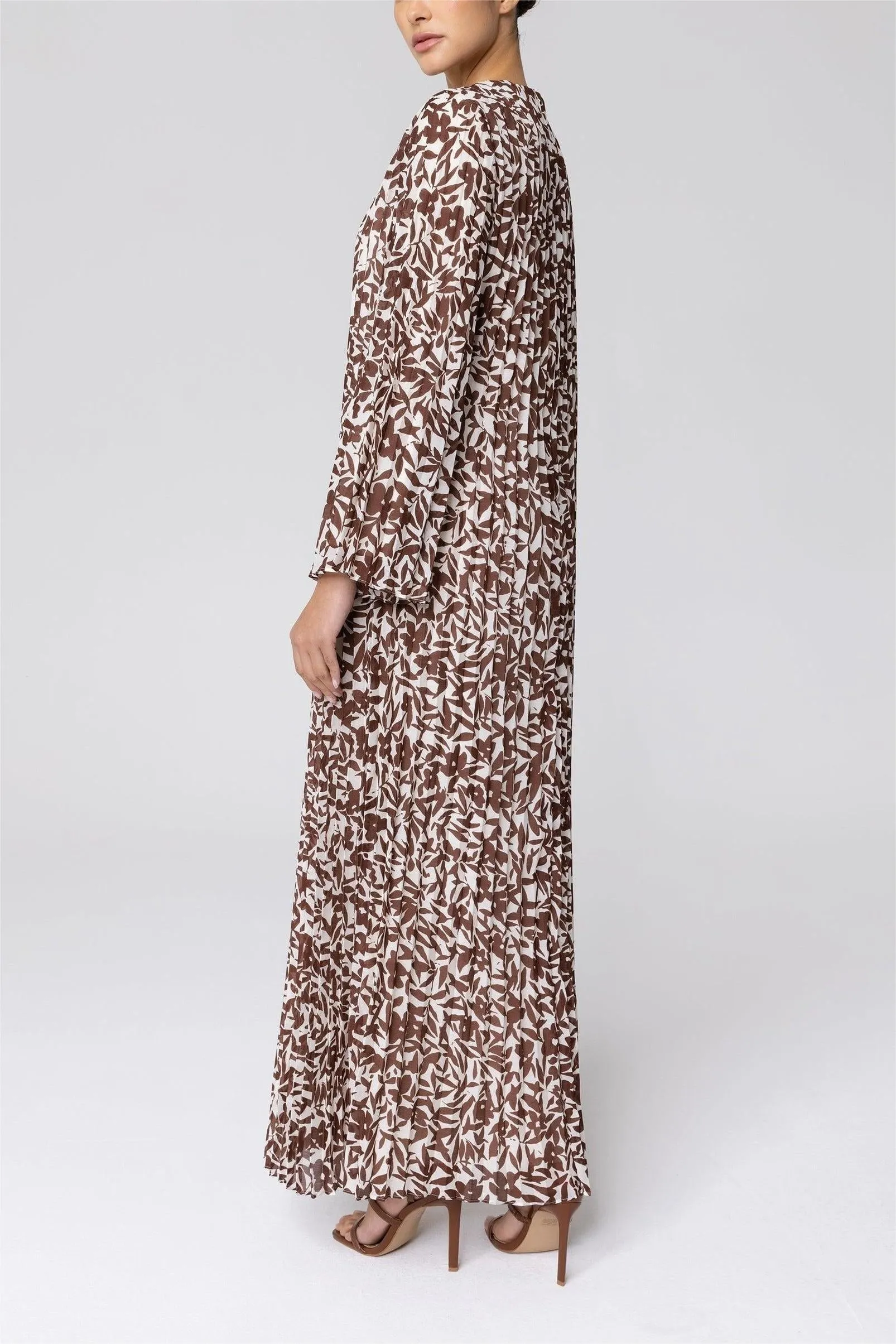 Pleated Printed Shift Maxi Dress
